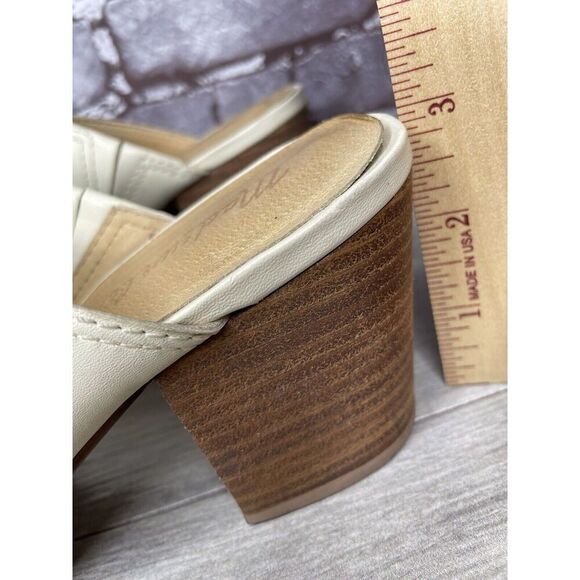 Madewell The Harper Ivory Leather Mules Stacked Heels Women 8M US/39EU J8560 - Picture 10 of 16
